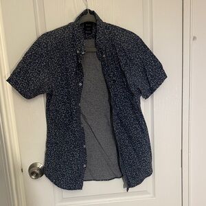 RVCA Dark Blue Patterned Casual Shirt